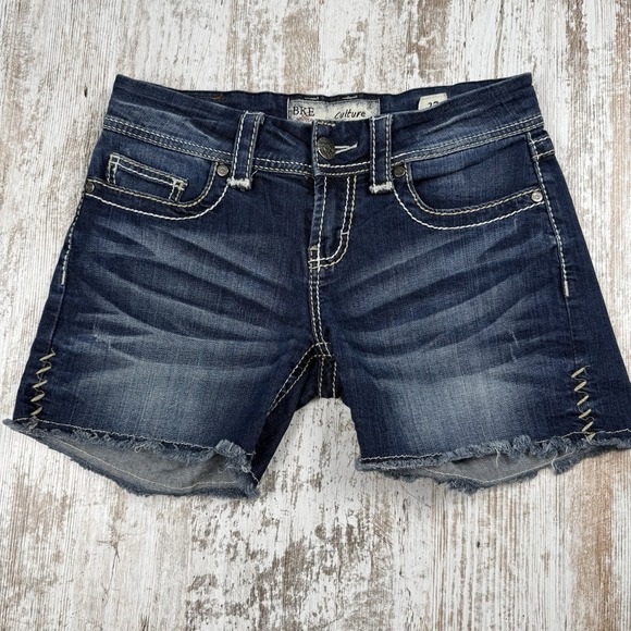 BKE Pants - BKE Denim Culture Cut Off Jean Shorts Womens Size 27 Thick Stitch Stretch Blue